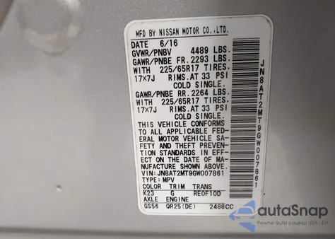 2016 Nissan Rogue S from USA, damaged, VIN JN8AT2MT9GW007861